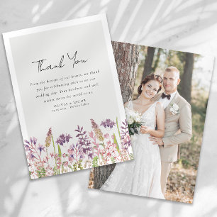 Wildflower Photo Wedding Thank You Card