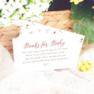 Wildflower Pink Baby Shower Books For Baby Enclosure Card