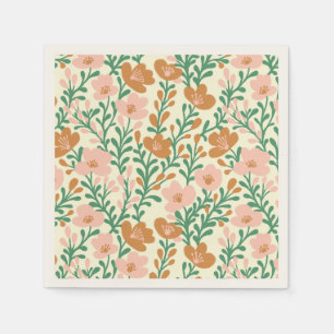 Wildflower Pink Blooms Floral Baby Shower Custom Napkin