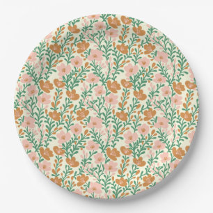 Wildflower Pink Blooms Floral Baby Shower Custom Paper Plate