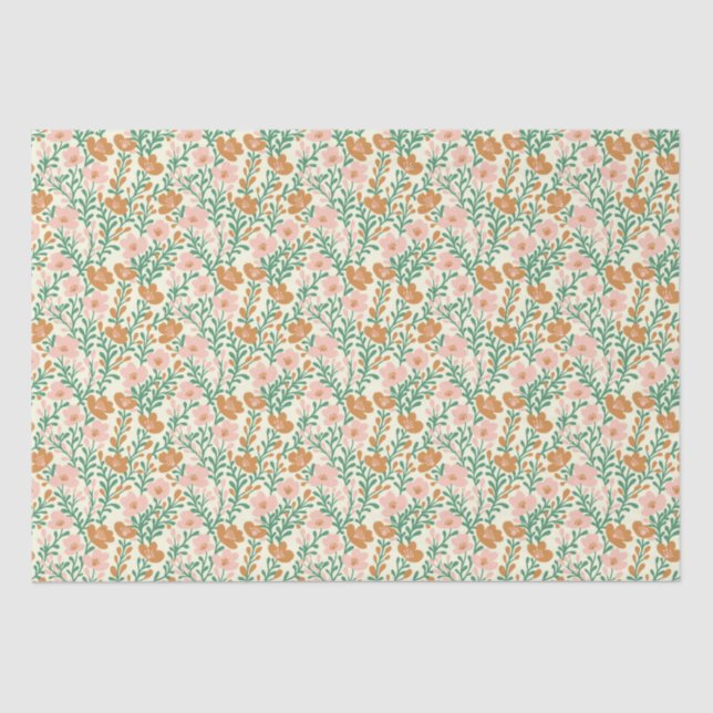 Wildflower Pink Blooms Floral Baby Shower Custom Tissue Paper (Front)