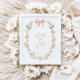Wildflower Pink Bow Baby Girls Books & Gifts Sign