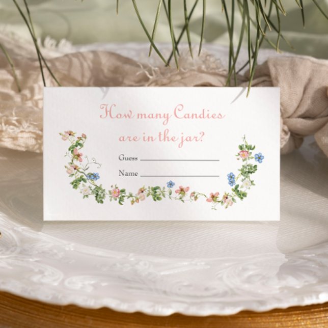 Wildflower Pink Bow Baby Shower How many Candies Enclosure Card (Creator Uploaded)