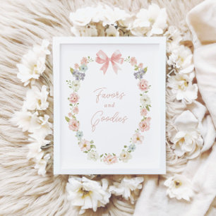 Wildflower Pink Bow Girls Favours & Goodies Sign