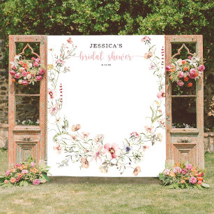 Wildflower Pink Bridal Shower Backdrop Decor Tapestry