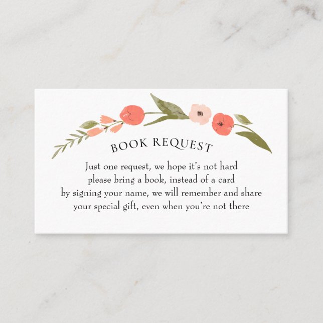 Wildflower Pink Coral Book Request Card (Front)