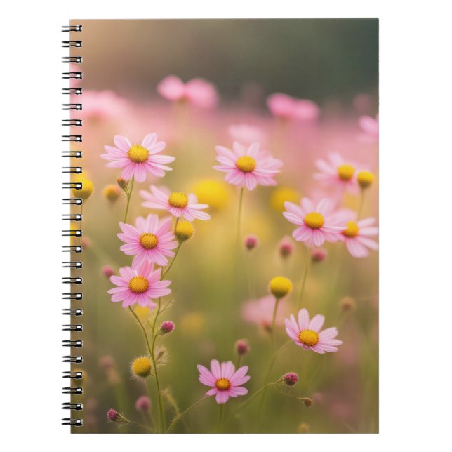 Wildflower Pink Daisies Notebook (Front)