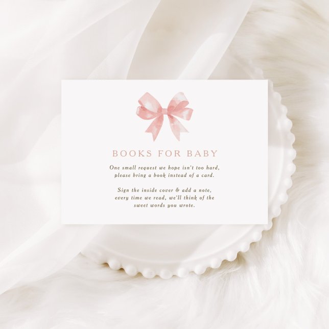 Wildflower Pink Floral Baby Girls Bow Baby Shower Enclosure Card (Creator Uploaded)