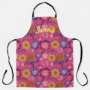 Wildflower Pink Floral Personalised Apron