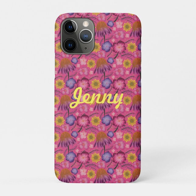 Wildflower Pink Floral Personalised Case-Mate iPhone Case (Back)
