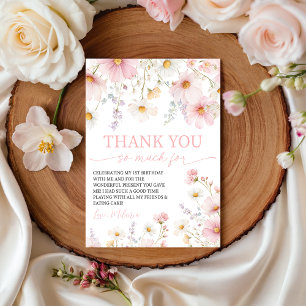 Wildflower Pink Floral Thank You Card