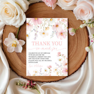 Wildflower Pink Floral Thank You Card