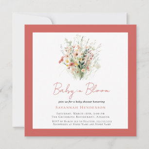Wildflower Pink Garden Baby in Bloom Baby Shower Invitation