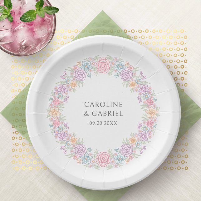 Wildflower Pink Garden Wedding Paper Plate (Creator Uploaded)