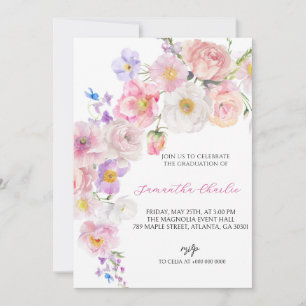 Wildflower Pink Graduation Invitation