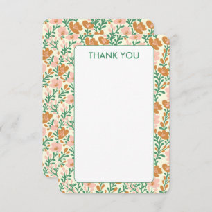 Wildflower Pink Green Blooms Elegant Floral Custom Thank You Card