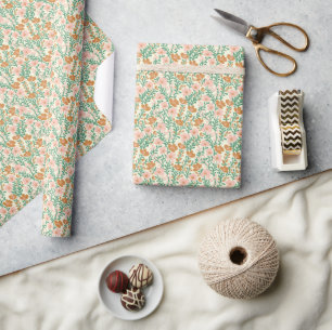 Wildflower Pink & Green Blooms Floral Elegant Chic Wrapping Paper