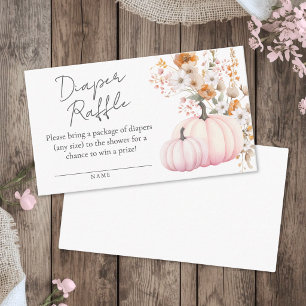 Wildflower Pink Pumpkin Baby Shower Diaper Raffle Enclosure Card