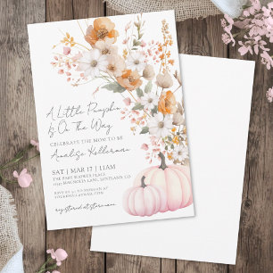 Wildflower Pink Pumpkin Baby Shower Invitation