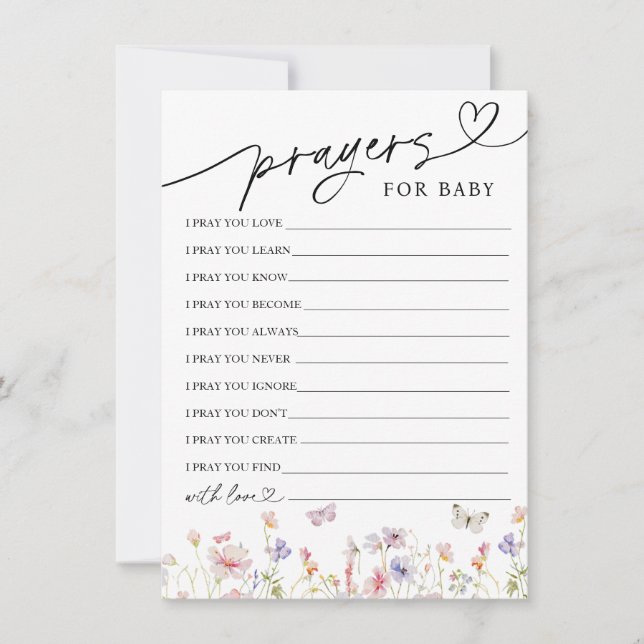 Wildflower Prayers and Wishes for Baby Card (Front)