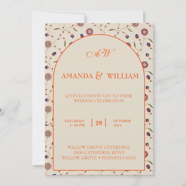 Wildflower Printable Floral easy editable  Wedding Invitation (Front)