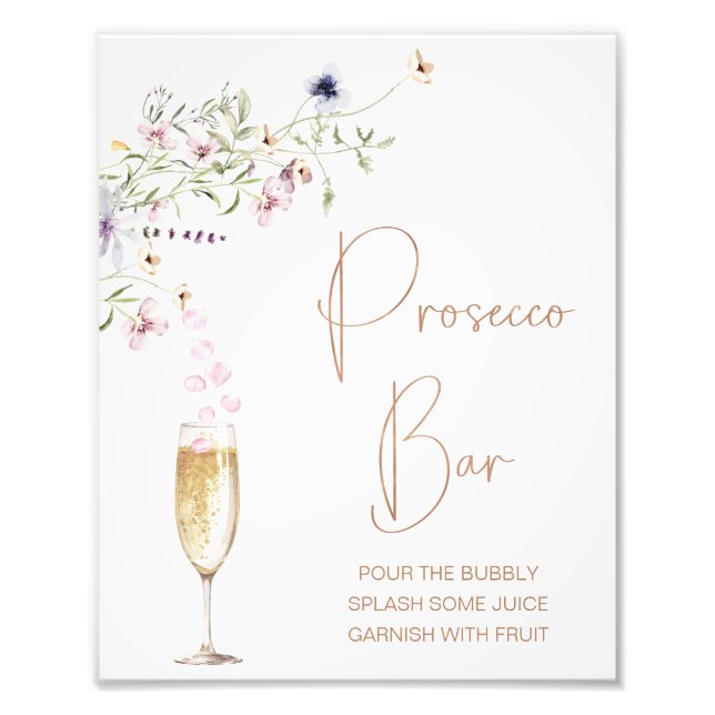 Wildflower Prosecco Bar Bridal Shower Sign (Front)