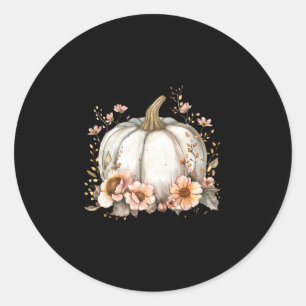 Wildflower Pumpkin Season Autumn Fall Leaves Thank Classic Round Sticker