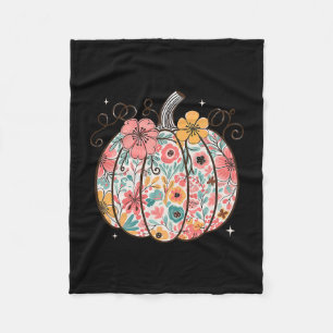 Wildflower Pumpkin Season Thanksgiving Autumn Leav Fleece Blanket