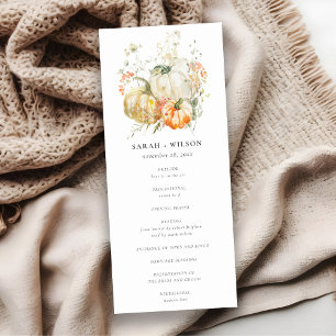 Wildflower Pumpkin Watercolor Wedding Program Invitation