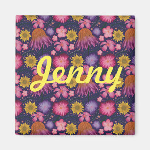 Wildflower Purple Floral Personalised Magnet