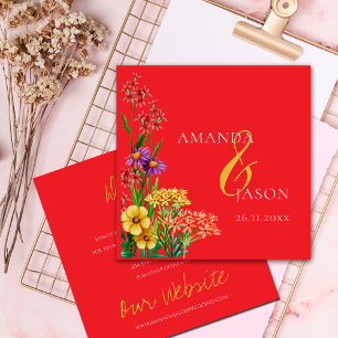 Wildflower Purple Orange Floral Wedding Details Enclosure Card