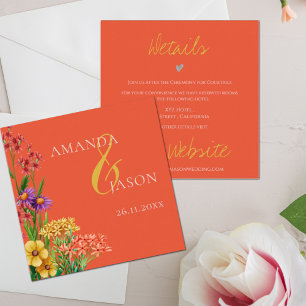Wildflower Purple Orange Floral Wedding Details Enclosure Card