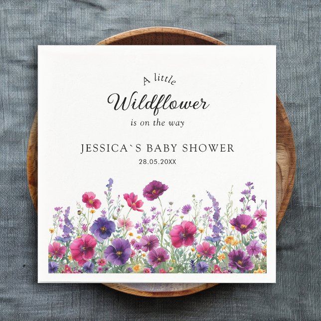 Wildflower, Purple-Pink-Flower Baby Shower Napkins (Creator Uploaded)