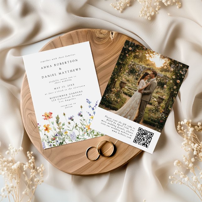 Wildflower QR Code Photo Wedding Invitation (Creator Uploaded)