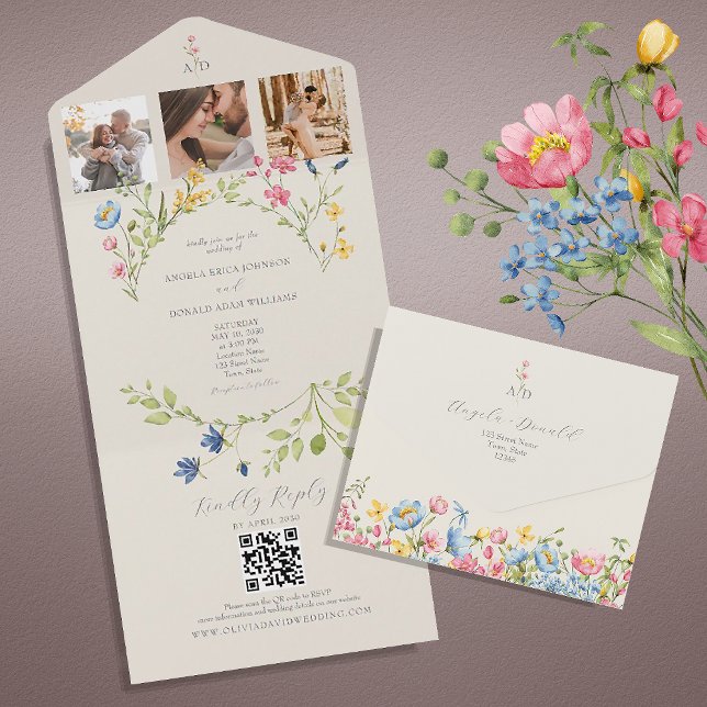 Wildflower QR Code Wedding All In One Invitation (Creator Uploaded)