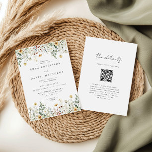 Wildflower QR Code Wedding Invitation