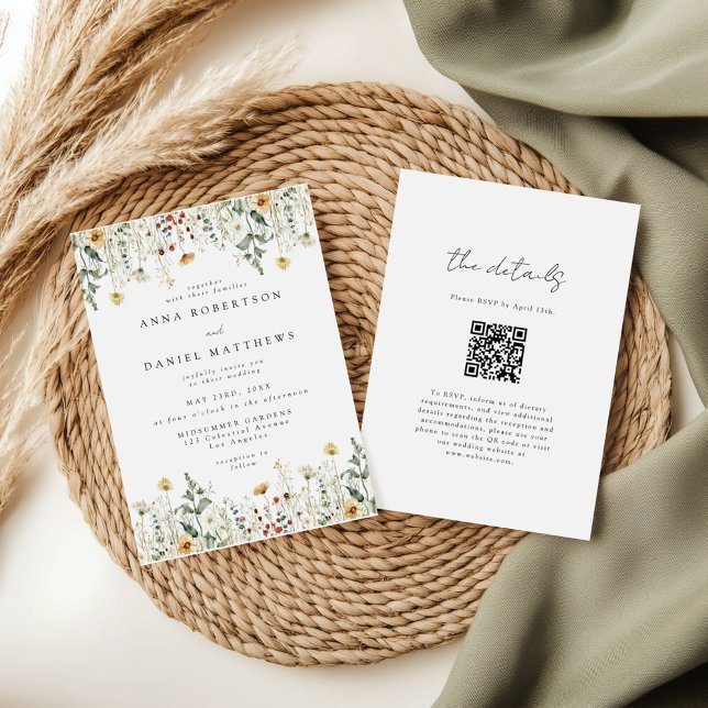 Wildflower QR Code Wedding Invitation (Creator Uploaded)