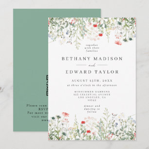Wildflower QR Code Wedding Invitation
