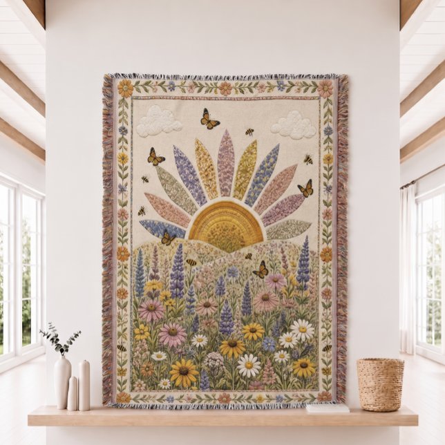 Wildflower Quilt Woven Throw Blanket (Creator Uploaded)
