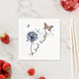 Wildflower Quote Just Breathe Napkin