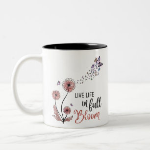 Wildflower Quote “Live life in full bloom” Two-Tone Coffee Mug