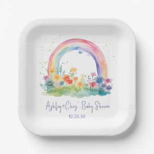 Wildflower Rainbow Baby Girl Shower Paper Plate