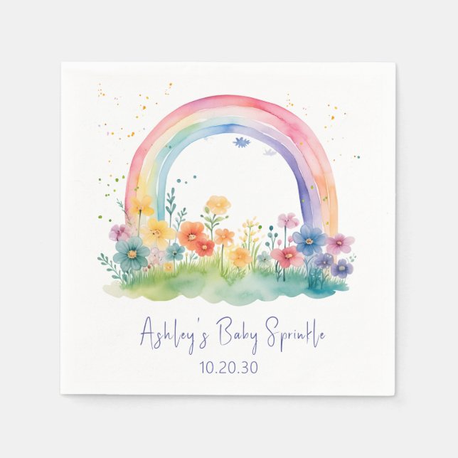 Wildflower Rainbow Baby Girl Sprinkle Napkin (Front)