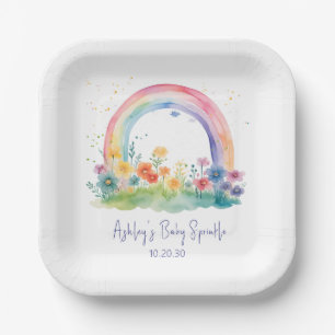 Wildflower Rainbow Baby Girl Sprinkle Paper Plate