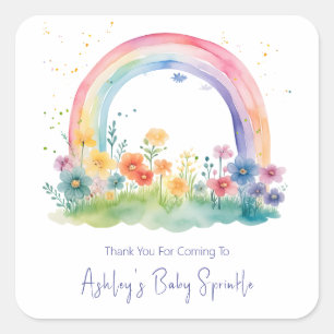 Wildflower Rainbow Baby Girl Sprinkle Square Sticker