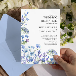 Wildflower Reception Only Lilac Periwinkle Wedding Invitation