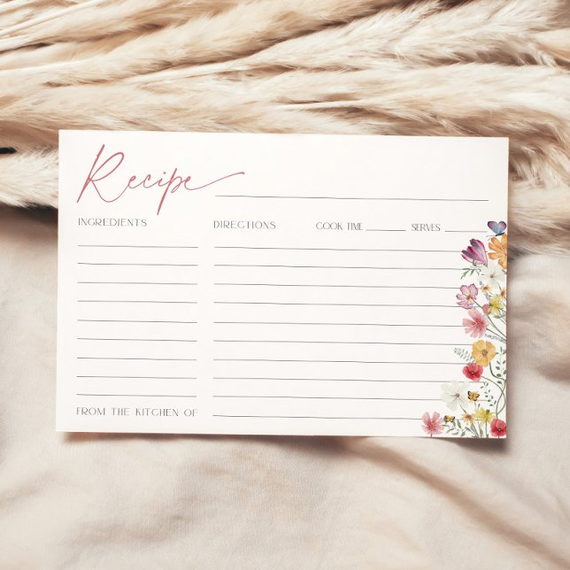 Wildflower Recipe Card Bridal Shower Love in Bloom (Creator Uploaded)