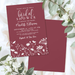 Wildflower Red Bridal Shower Invitation