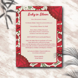 Wildflower Red Poppy Baby Shower by Distance Postcard