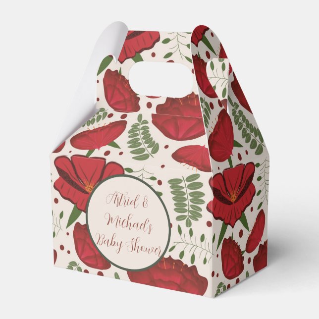 Wildflower Red Poppy Baby Shower Favour Box (Front Side)